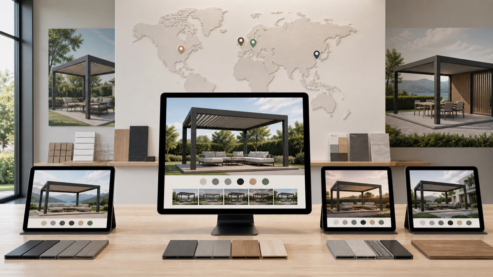 3D view of a configurable door used to explain Latin America: configurator software for dealer networks, custom software and rollout.