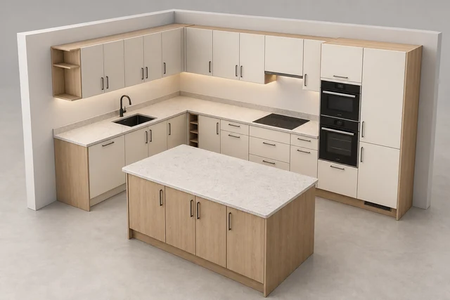 3D view of a configurable furniture used to explain Europe: furniture and interior configurators, custom software and rollout.
